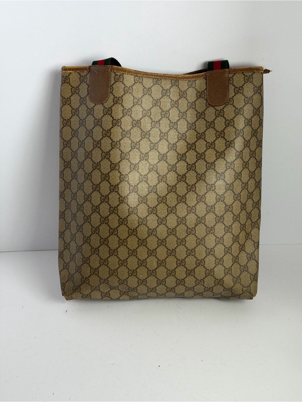 Gucci GG Supreme Monogram Canvas Tote Bag Sherry Web Stripe Handles - Picture 7 of 16